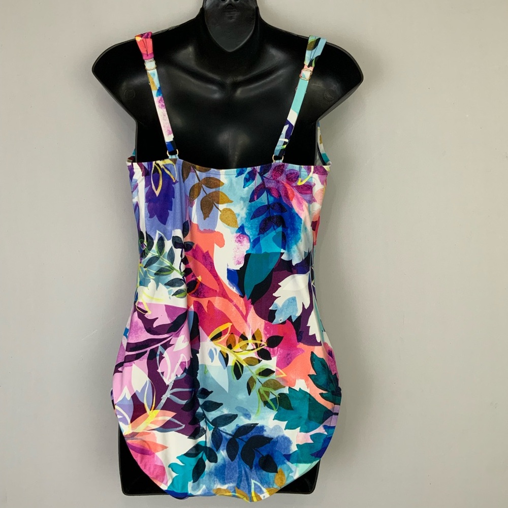 Maxine of‎ Hollywood Sz 14 XL Multicolor One Piece Tropical Floral Swimsuit - Picture 5 of 9